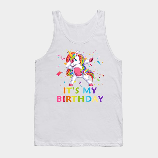 Cute Dabbing Unicorn Birthday Girl Tank Top by Novelty-art